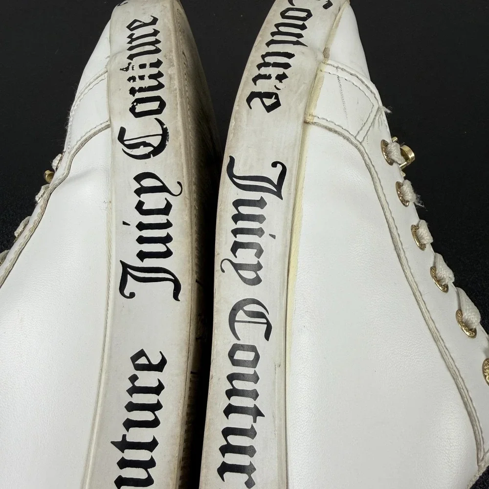 Juicy Couture JC-Chatter Shoes Womens 8M White Low Top Lace-Up Athletic Sneakers